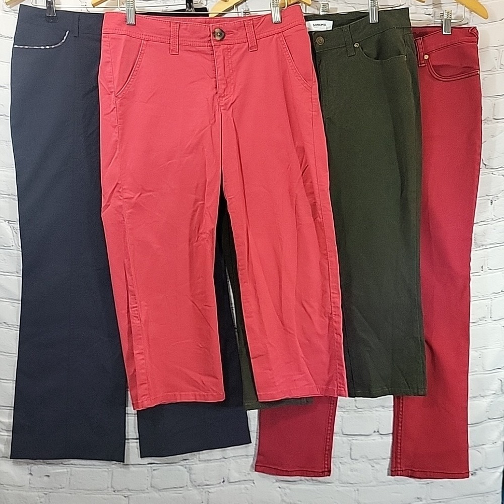 Lot of 4 Pairs Jr Womens Pants size 9/10 Assorted Colors and Styles some Crops
